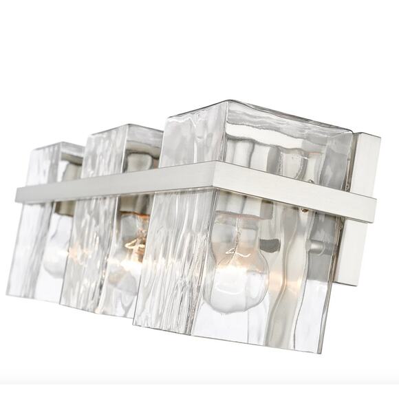 Bathroom Vanity Light Polished Chrome Dimmable, Up or Down Water Glass Shade - Picture 8 of 9